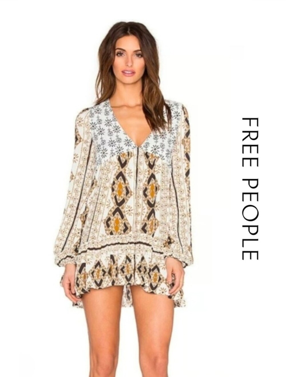 {Free People} Down By The Bay Tunic Ivory Combo Size Medium